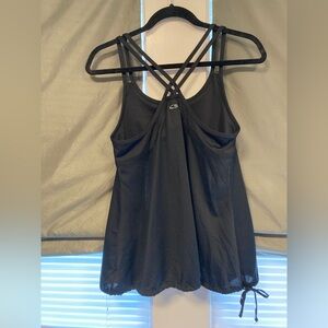 Champion Black Strappy Athletic Tank Top w/Drawstring Waist/Shelf Bra Size Large